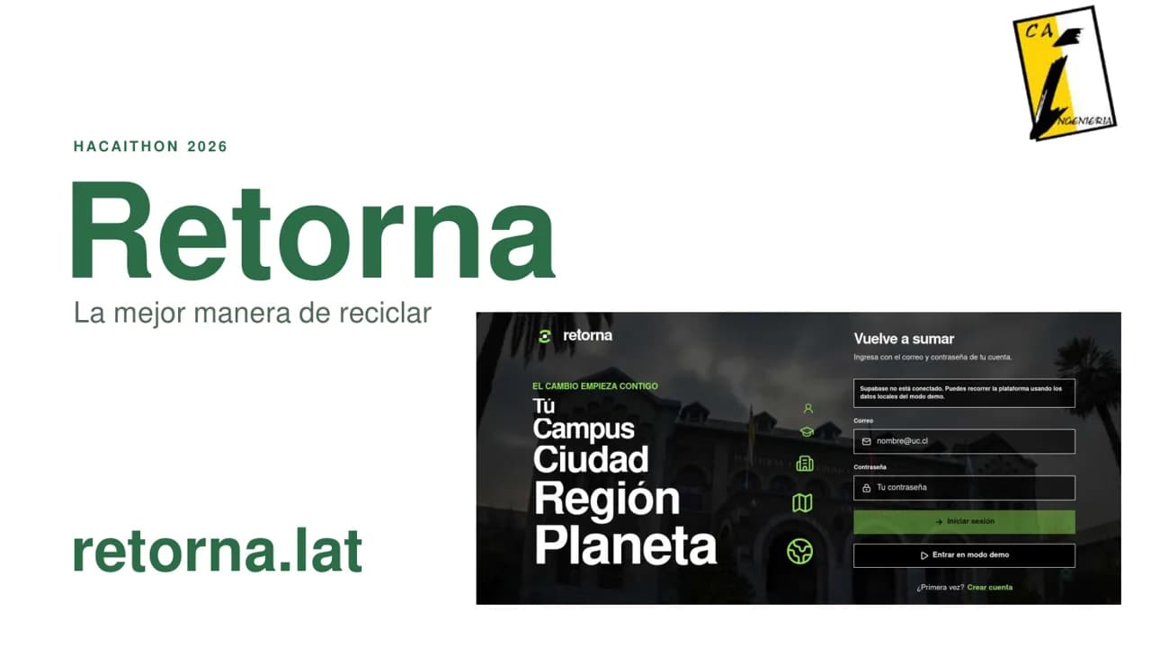 Lámina de la presentación de Retorna